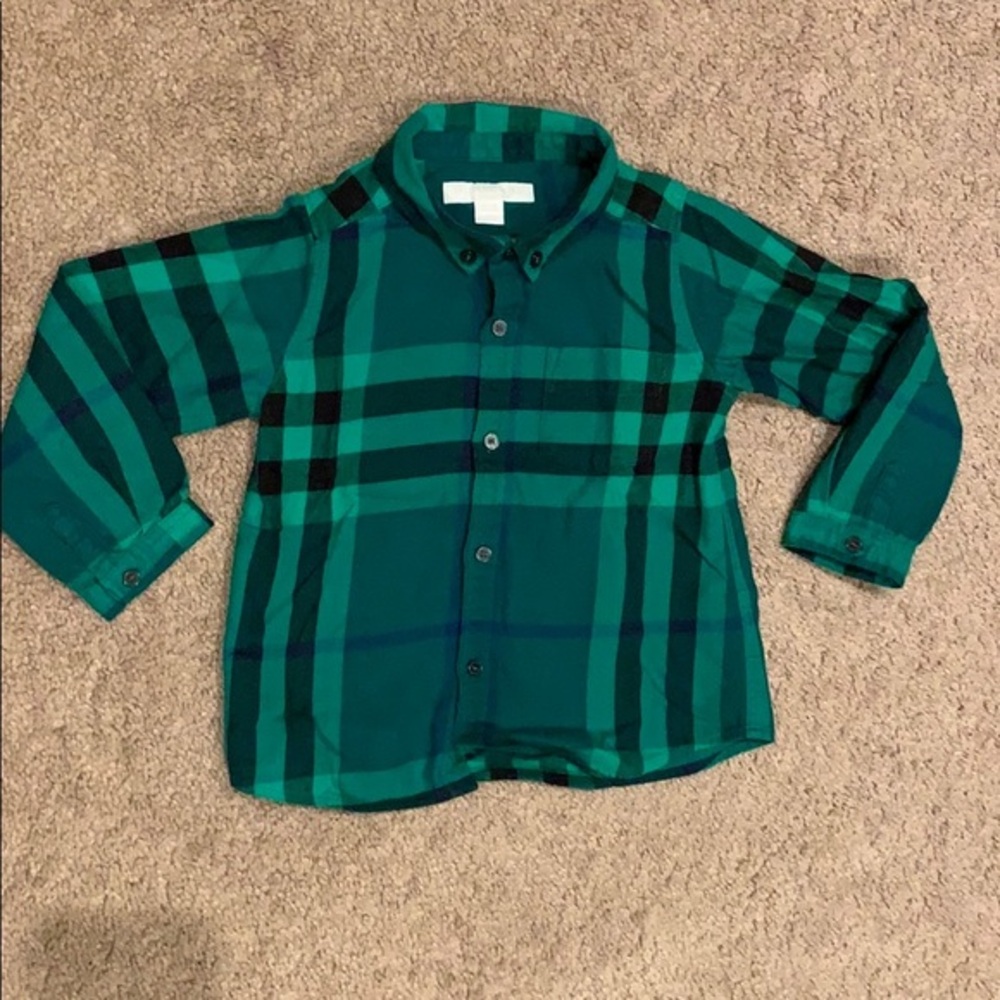 Burberry Green Plaid shirt, size 2Y